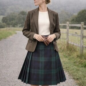 Vintage Ben Nevis Black Watch Tartan Wool Kilt Made Scotland Women's Size 14